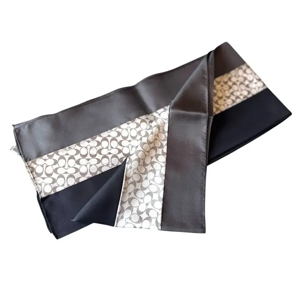 NWT Coach Hamptons Silk Skinny Scarf With Box